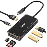 Aceele Hub USB C de 7 en 1, Adaptador USB C Hub a HDMI 4K, Carga de Tipo C y 3 Puertos USB 3.0 y...