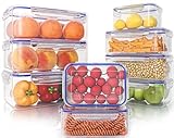 KICHLY 18 piezas envases herméticos de plástico para almacenamiento de alimentos (9 envases, 9...