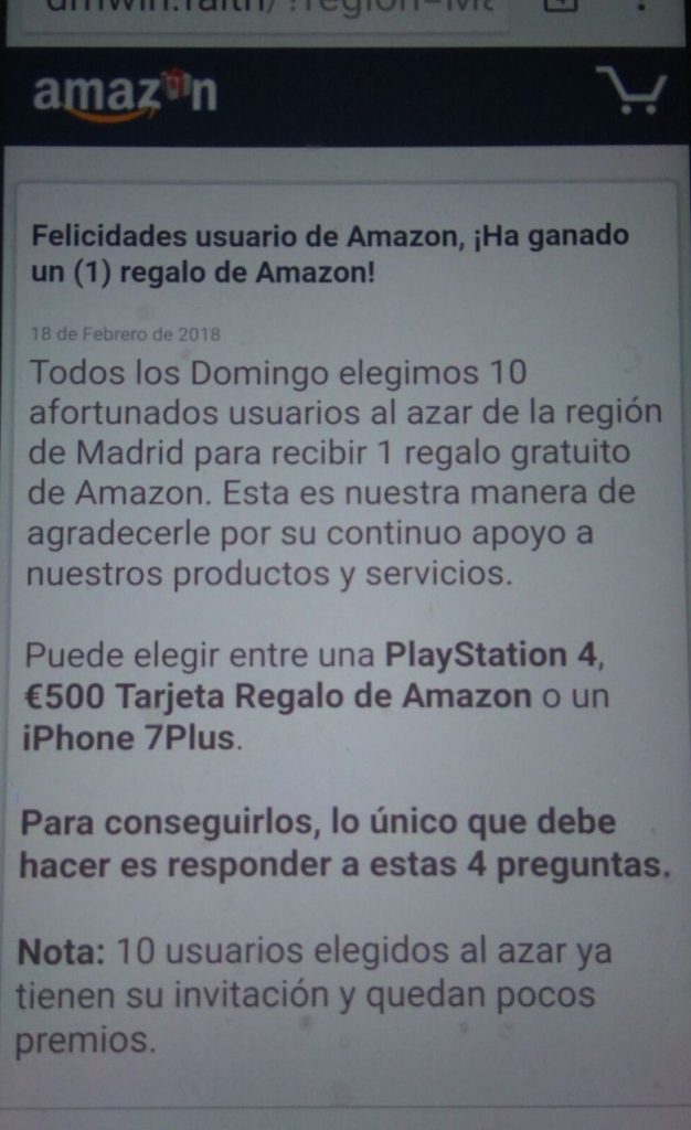 ha ganado un regalo de amazon