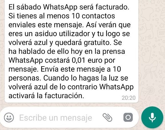 el sabado whatsapp sera facturado