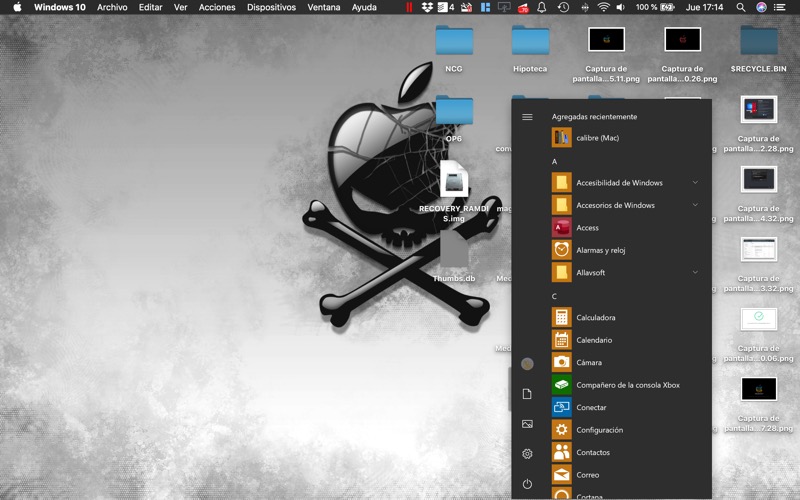 menu inicio parallels desktop 15